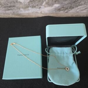 Tiffany & Co. Rose/Pink 18k Gold Open Circle Diamond Sunburst Necklace